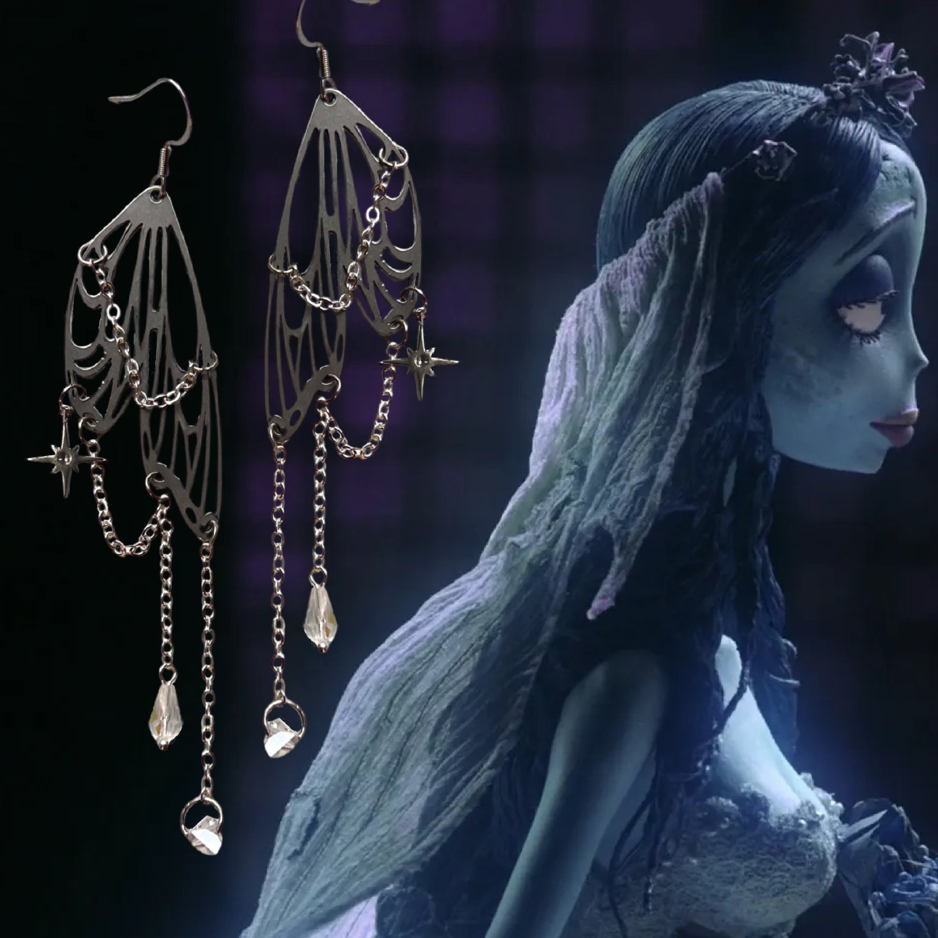 Moonlight Earrings || Corpse Bride Collection – Aptfiive Jewelry